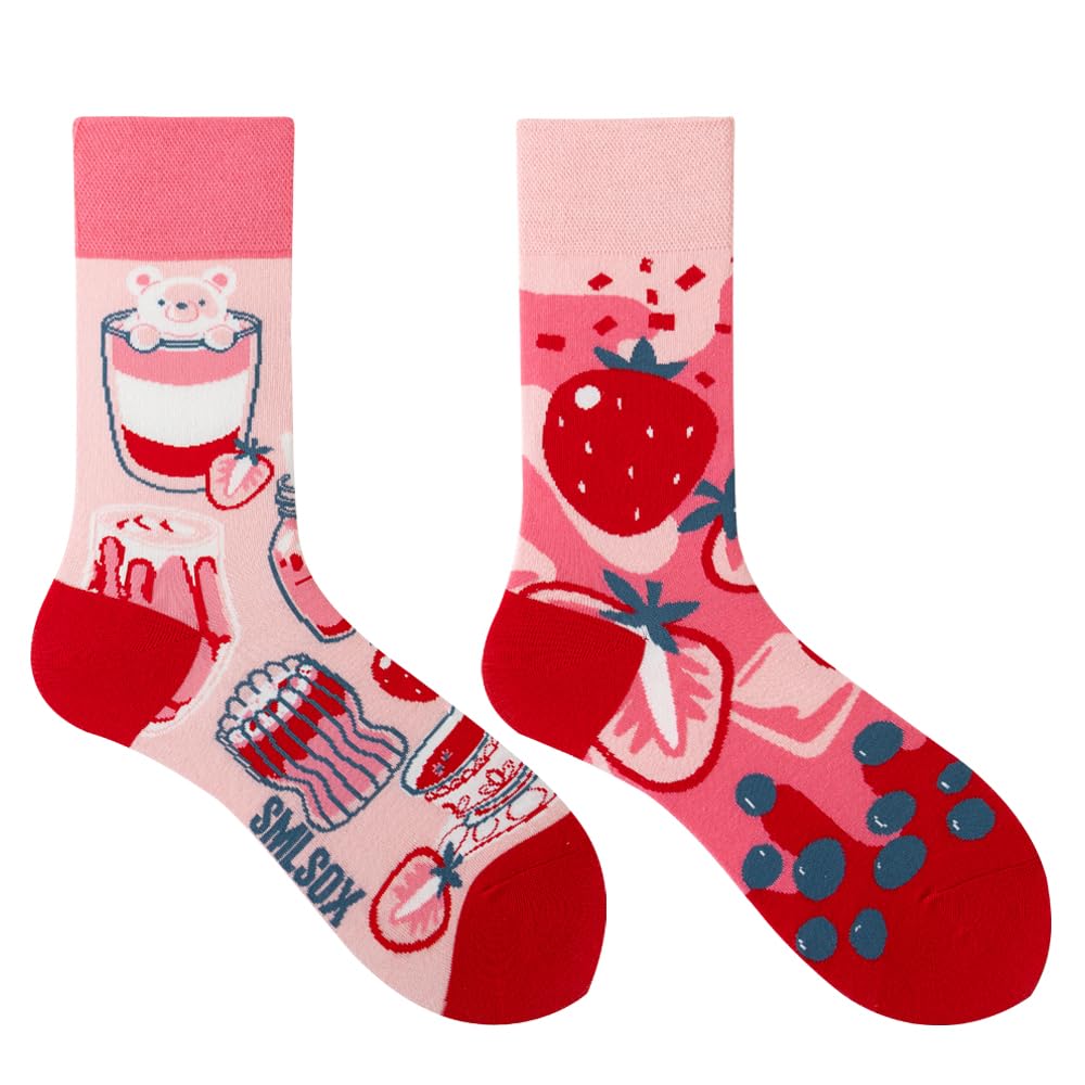 Strawberry Milk Tea Women Casual Calf Socks